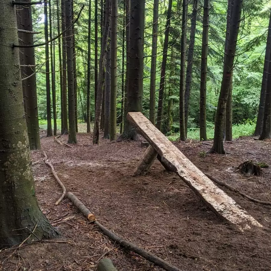 hipHop piste rouge Mont Poupet Bike Park bonner logs saut en bois